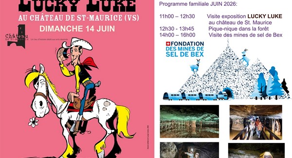 A venir: Lucky Luke exposition au Château de St. Maurice et visite des mines de sel de Bex